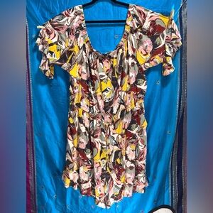 torrid stretch challis off the shoulder ruffle Romper size 3